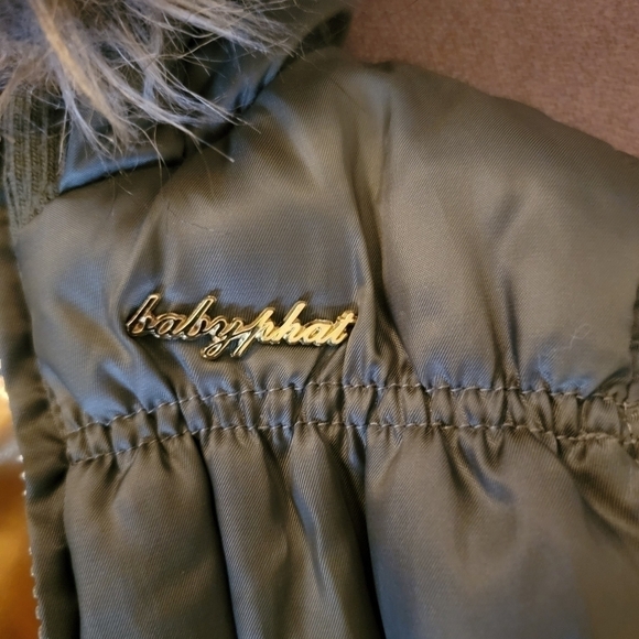 BABY Phat Army Green Quilted Faux Fur Hood Puffy Coat Size 3T - Picture 3 of 8